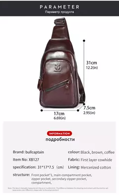 BULLCAPTAIN-Bolsa de Peito de Couro Masculina, Grande Capacidade, Bolsa Mensageiro Casual, Classic, XB 127, Latest, 2023 na internet