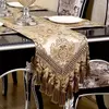 Corredor de mesa de luxo bordado moderno jacquard damasco floral corredores de mesa de luxo placemats jacquard mesa de café decoração borlas
