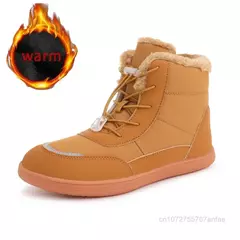 Imagem do Clearance_2024 botas de neve descalças femininas botas de neve quentes sapatos de caminhada ao ar livre botas de tornozelo de pele de inverno bota feminina descalço Ank