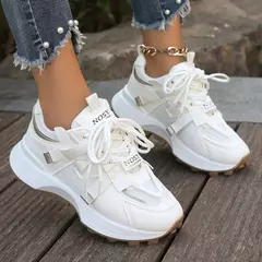 Novas mulheres tênis de malha respirável plataforma tênis feminino casual rendas até ao ar livre sapatos femininos baixo topo zapatos de mujer - comprar online