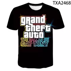 Camiseta do jogo Grand Theft Auto para homens e mulheres, Gta 4, 3D Print, O-Neck, T-shirt de manga curta, roupas grandes, moda casual, homem na internet