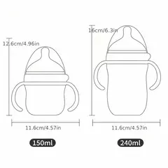 Imagem do Mamadeira de silicone antiderrapante dos 0 aos 3 anos, diâmetro largo, anti-queda, imitação de leite materno, sem bpa, 150ml-250ml