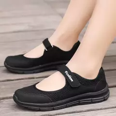 Sapatilhas brancas vulcanizadas para mulheres, Sapatos de malha respirável, Sapatos casuais, Sapatos de trabalho na moda na internet