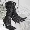 Sapatos de salto alto para mulheres, botas sexy chelsea, estiletes estiletes, altura do joelho, nova moda, outono