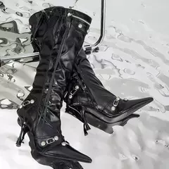 Sapatos de salto alto para mulheres, botas sexy chelsea, estiletes estiletes, altura do joelho, nova moda, outono - comprar online