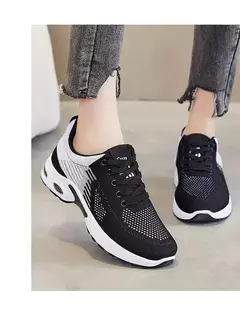 Tênis de corrida respirável feminino, tênis feminino, malha leve, almofada de ar, calçados esportivos, ao ar livre, com renda, treinamento, verão, novo - loja online