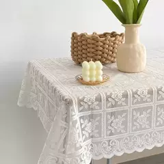 Toalha de mesa bordada antiga, Monocromática, Elegante Processo De Corte De Flores, Poliéster Quadrado Toalha De Mesa para Festa De Casamento, Ação De Graças e Decoração De Casa, Máquina De Tecelagem, Tecelagem Durável, 100% Poliéster na internet