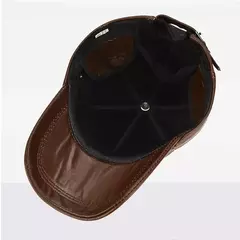 Boné de beisebol de couro verdadeiro para homens, boné de couro real, orelha exterior, novo estilo, inverno quente, 2022 - Wolf Magazine