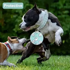 Imagem do Conjunto de coleira e coleira para cachorro com pontas, coleira de couro com rebite ajustável para caminhada ao ar livre