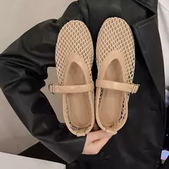 Sapatos de rede de dedo do pé redondo para mulheres, sapatilhas casuais e confortáveis, sapatos Mary Jane recortados, fivelas retas, verão - comprar online