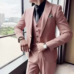 Terno masculino de negócios e lazer de três peças, noivo e melhor homem, jaqueta de casamento, colete e calças, 4 temporadas, 2024 - Wolf Magazine