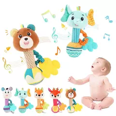 Chocalho de pelúcia macia Hand Grip Baby Toys Shaker Crinkle Squeaky Sensorial Acessórios de viagem para criança, Presentes - Wolf Magazine