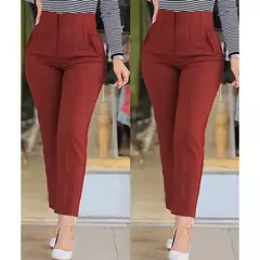 Calça feminina com várias cores, calça casual monocromática, bolso e zíper, combina com tudo, senhora do escritório, moda elegante, verão - comprar online