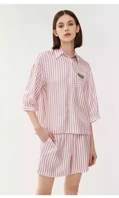 Calções de cintura alta listradas de luxo feminino, calças curtas femininas, roupa de verão, K1433W, Em Stock - comprar online