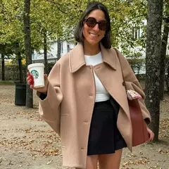 Casaco feminino elegante de peito único, manga comprida, lapela, casacos grossos quentes, outwear de bolso solto, rua alta, feminino, outono, inverno