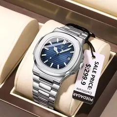 Poedagar relógio de luxo negócios à prova dwaterproof água masculino relógio luminoso data aço inoxidável quadrado quartzo relógio masculino reloj hombre 2024 novo - loja online
