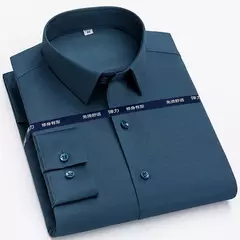 Camisa de seda gelo manga longa masculina, slim fit, suave, anti-rugas, sem engomar, cor sólida, camisas de luxo, 6XL na internet