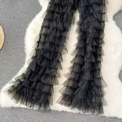 SINGREINY-Calças femininas de malha longa, calças vintage flare pura, em camadas, cintura alta, moda americana, streetwear, Y2K, 2024 - loja online