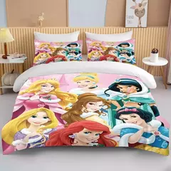 Disney Princesa Snow White Bedding Set, Cinderela Ella Bed Cover,Ariel e Aurora Bed Cover,3D Rapunzel Bedding Set para Crianças - loja online
