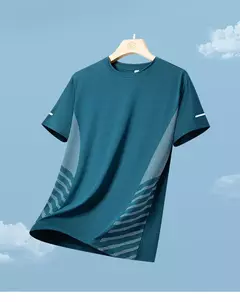 Camiseta de Manga Curta de Seda Gelo Masculina, Top Fino, Secagem Rápida, Respirável, Fitness, Esportes, Corrida, Elasticidade, Estampada, Verão, 5XL - comprar online