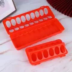 1 pc fileira dupla 12/18 buracos alimentador de solo para aves de corral plástico clamshell alimentação frango groove fazenda reprodução suprimentos - loja online