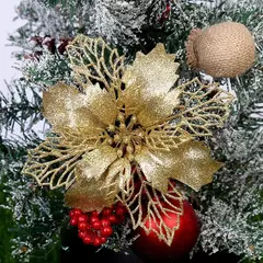 (10pcs) artificial árvore de natal flor glitter decorações enfeites de natal presente de ano novo