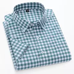 Camisas de manga curta masculina, camisas finas masculinas, blusa social e empresarial, camisa Oxford monocromática de alta qualidade, 100% algodão, verão na internet
