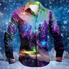 Camiseta masculina de manga comprida de árvore de Natal, estampada em todo o lado, gráfico floco de neve, camisas casuais, blusa de Natal, plus size - comprar online
