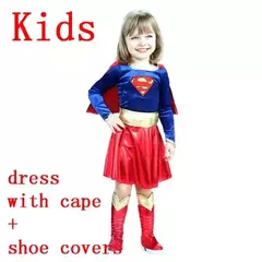 Superwoman Cosplay Costumes para crianças, vestido de super-herói, Halloween Costume, Shoe Covers Suit para meninas - comprar online