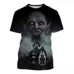Camiseta de manga curta masculina, filme de terror, vampiro, impressa em 3D, hip-hop, casual, moda verão, novo, 2022 - Wolf Magazine