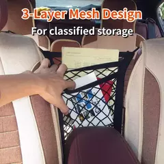 Rede de proteção para isolamento de carro, assento traseiro para cães de estimação, rede elástica de separação de armazenamento de camada dupla, trilho de segurança para animais de estimação - comprar online