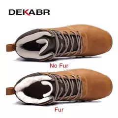 Imagem do DEKABR-Botas de neve de pele de couro genuíno masculinas, sapato impermeável d
