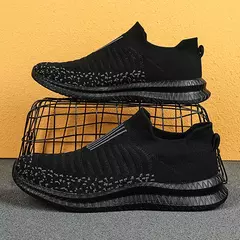 Sapatilhas casuais respiráveis masculinas, sapatos de malha confortáveis, tênis ao ar livre, tênis de caminhada, meias de corrida na internet