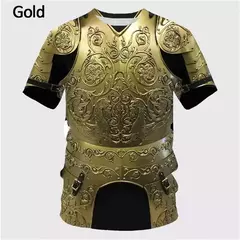 Camiseta de herói medieval masculina, impressão 3D armadura, manga curta, top design, nova moda, verão