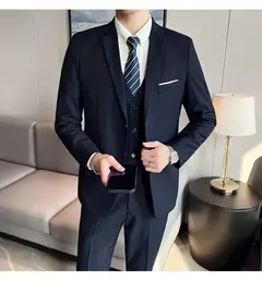 Imagem do Terno de casamento casual de negócios masculino, conjunto de 3 peças, colete e calças masculinas bonitas de banquete, alta qualidade, nova moda, R$ 2020