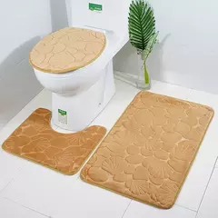 Jogo antiderrapante da esteira do banho do banheiro, Tapete De Cobblestone, Tapetes de chuveiro absorventes, Tampa do vaso sanitário, 2Pcs Set, 3 Pcs - comprar online