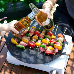 Grelha pan coreano redonda antiaderente placa de churrasco churrasqueira ao ar livre viagem acampamento frigideira acessórios de churrasco cozinha supplie na internet