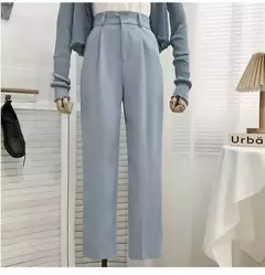 Calça feminina elástica de cintura alta, calça feminina do escritório, casual solta streetwear, reta, preta, nove pontos, moda, outono, primavera na internet