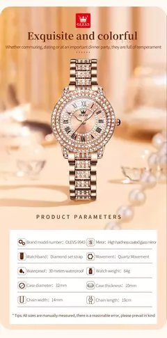 OLEVS Relógios das Mulheres Moda Original Quartzo Relógio De Pulso para Senhoras Roman Dial Deslumbrante Diamante Impermeável Luminoso Luxo Novo - loja online