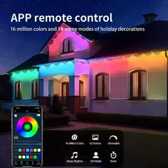 Luzes externas permanentes inteligentes rgbic beirais led bluetooth luz diy à prova d' água sincronização de música temporizador cordas festa natal feriado na internet