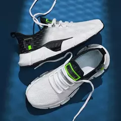 Tênis de corrida leve macio casual masculino, tênis esportivo ao ar livre, antiderrapante para caminhada, resistente ao desgaste, tênis de corrida