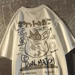Homens e mulheres com impressão de letras superdimensionada camiseta de manga curta, streetwear hip hop, roupas vintage, camiseta solta