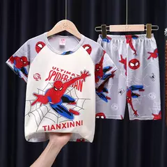 Conjunto de pijamas de manga curta infantil, roupa de menino, roupa de dormir infantil, verão - comprar online