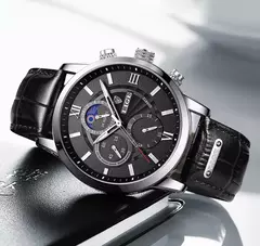 Imagem do LIGE-Relógio de quartzo de couro marrom de luxo masculino, relógio impermeável, relógios esportivos, marca superior, casual, novo, 2022