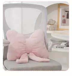 Travesseiro de sofá com fita rosa, imitação de pele de coelho, confortável, almofada de assento de carro, estilo ins, simples, combinação, almofada traseira - loja online