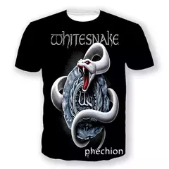 Heavy Metal Rock Whitesnake Band T-shirt para homens e mulheres, impressão 3D, moda hip hop, camiseta de manga curta, camiseta com o pescoço, roupas de verão