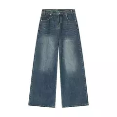 Imagem do Iefb-Jeans lavado vintage masculino, calças jeans de perna larga, calças masculinas soltas, moda casual de rua angustiada, verão, versátil, 9C354