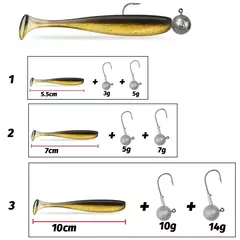 Metal Jig Fishing Lure Kit, Jigging Cabeça Gancho, Swimbait, Soft Lure, 5.5cm, 7cm, 10cm, 3g, 5g, 7g, 10g, 14g, 50pcs por caixa - loja online