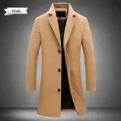 Casaco longo de algodão masculino, corta-vento fino, mistura de lã, cor pura, moda casual de negócios, roupas masculinas, primavera, outono, novo, 2023
