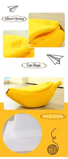 Cama para animais de estimação em formato de banana, tapete confortável para ninho de gato, almofada de inverno, quente, macio, engraçado, saco de dormir para gatinhos, acessórios fofos e aconchegantes para cães na internet
